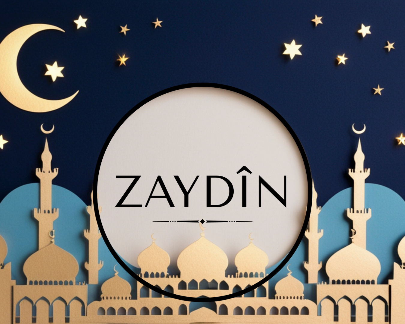 Image décorative de l'Aïd avec mosquée et la marque ZAYDÎN - Idées cadeaux pour l'Aïd