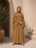 Abaya Robe Cape avec Foulard en Jazz bronze légère élégante et fluide