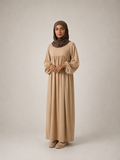 Abaya beige avec manches ballon taille unique en polyester zaydin Istres 