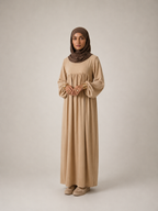 Abaya beige avec manches ballon taille unique en polyester zaydin Istres 