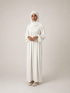 Abaya blanche avec manches ballon taille unique en polyester zaydin Istres 