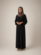 Abaya noire avec manches ballon taille unique en polyester zaydin Istres 