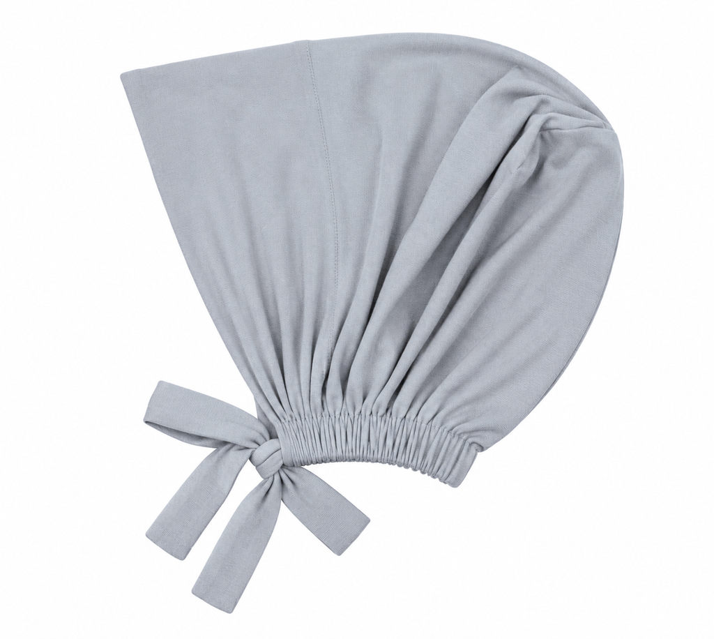 Bonnet gris perle à nouer 50% coton et Viscose à mettre sous hijab ultra confortable