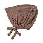 Bonnet marron foncé à nouer 100% viscose à mettre sous hijab ultra confortable
