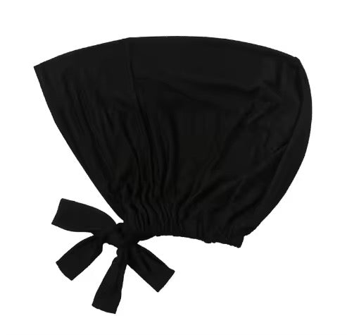 Bonnet noir à nouer 100% viscose à mettre sous hijab ultra confortable
