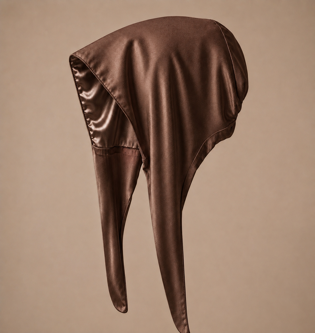 Bonnet sous Hijab à Nouer Satin et Coton marron chocolat