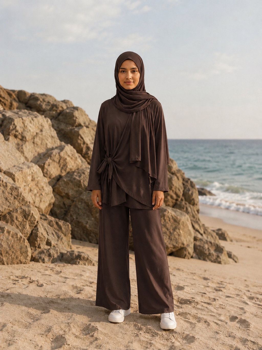 Burkini Kimono 3 pièces taille unique marron préserve la awra