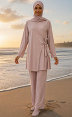 Burkini kimono 3 pièces à nouer Rose Blush