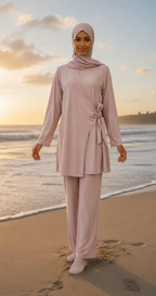 Burkini kimono 3 pièces à nouer Rose Blush