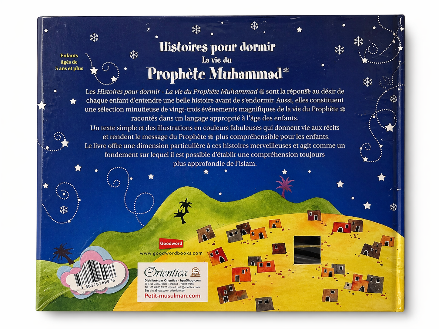 Gros plan sur la couverture du livre pour enfants « Histoires pour dormir – La vie du prophète Muhammad », édition Orientica