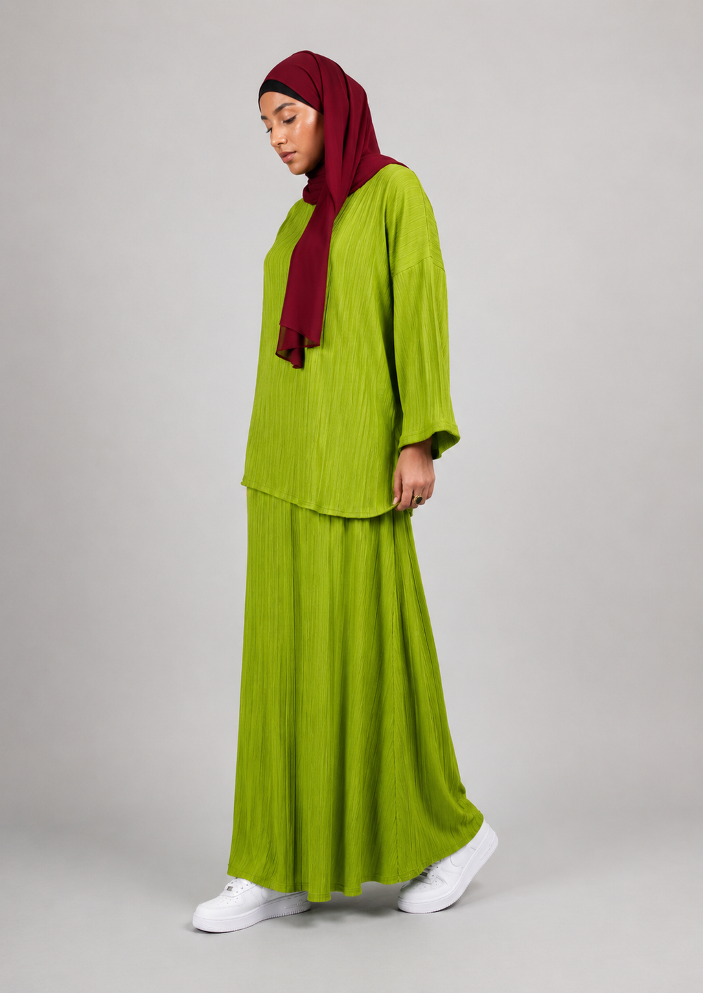 Ensemble haut et jupe femmes léger coloris vert