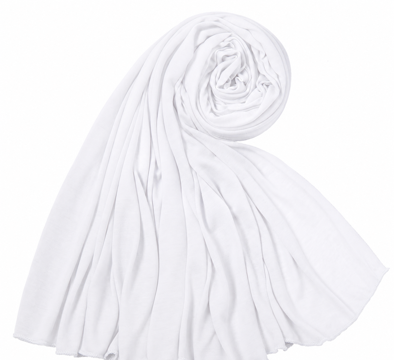 Foulard hijab blanc pur en jersey 100% polyester léger et agréable à porter