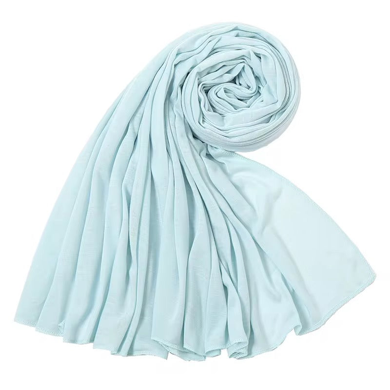 Foulard hijab bleu turquoise en jersey 100% polyester léger et agréable à porter