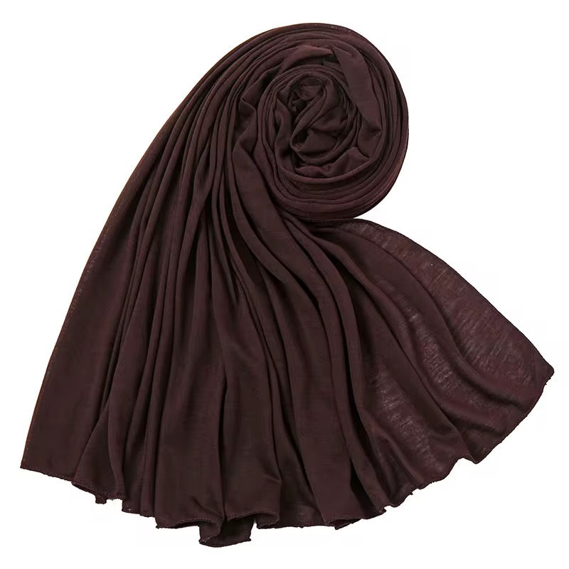 Foulard hijab brun en jersey 100% polyester léger et agréable à porter