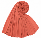 Foulard hijab corail en jersey 100% polyester léger et agréable à porter