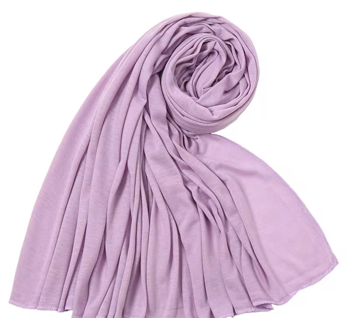 Foulard hijab mauve en jersey 100% polyester léger et agréable à porter