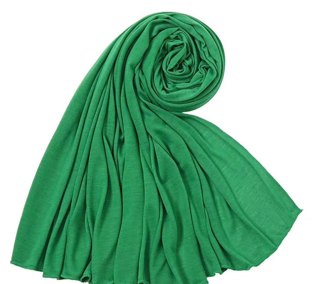 Foulard hijab vert en jersey 100% polyester léger et agréable à porter