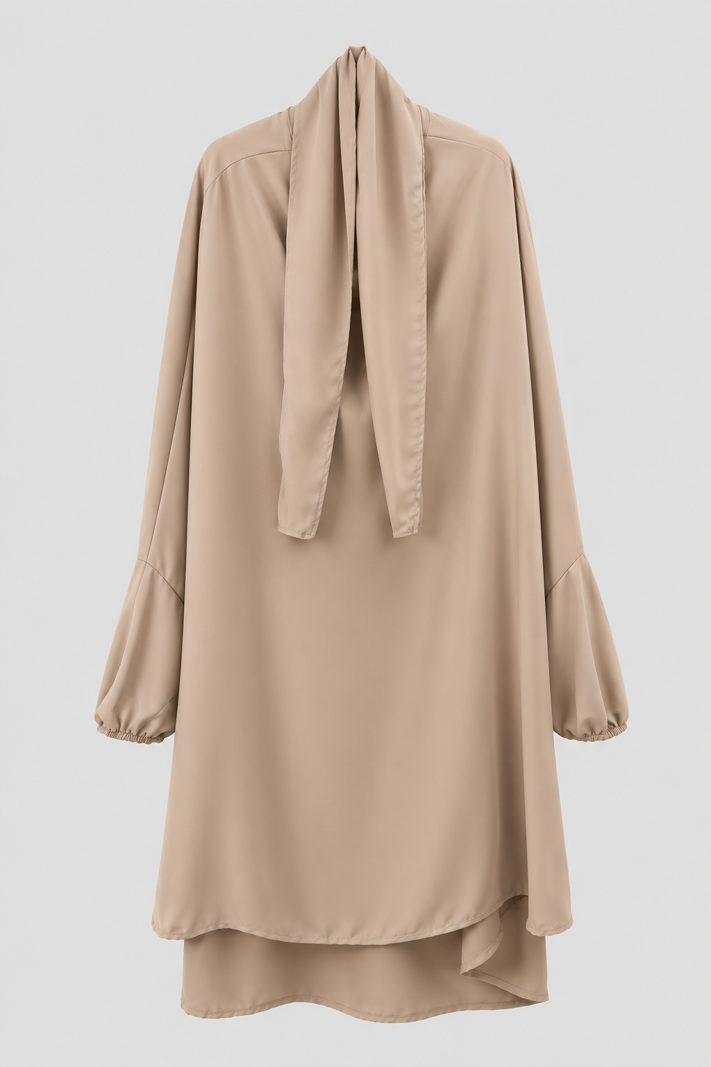 Haut Jilbab en soie de medine beige taille unique et 2 pieces jupe