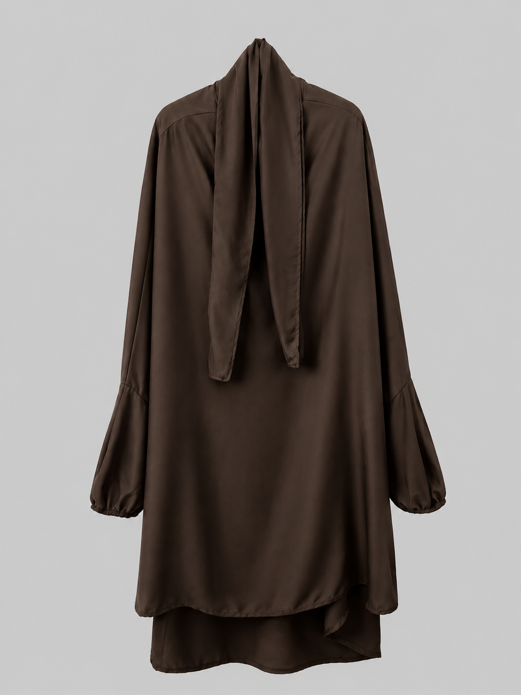 Haut Jilbab en soie de medine marron fonce 2 pieces jupe taille unique 
