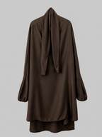 Haut Jilbab en soie de medine marron fonce 2 pieces jupe taille unique 