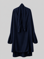 Haut Jilbab soie de medine bleu marine taille unique 2 pieces