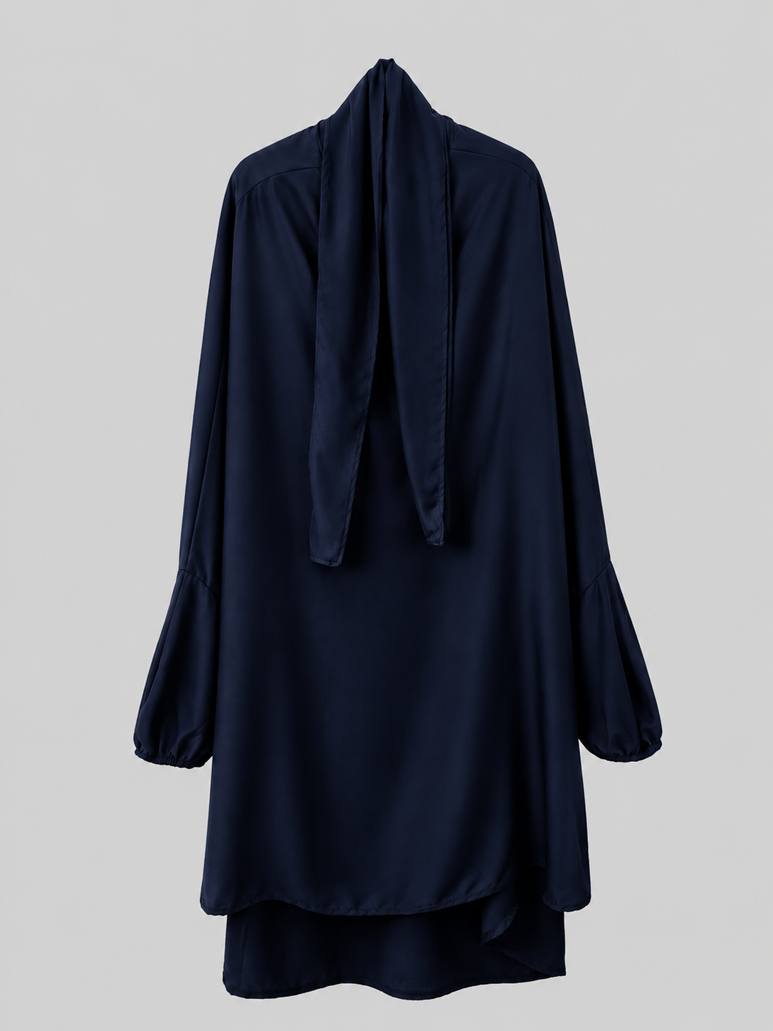 Haut Jilbab soie de medine bleu marine taille unique 2 pieces