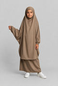 Jilbab ado Marron 2 pieces jupe 12ans 14ans 16ans