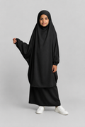 Jilbab ado noir 2 pieces jupe 12ans 14ans 16ans