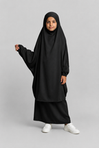 Jilbab ado noir 2 pieces jupe 12ans 14ans 16ans