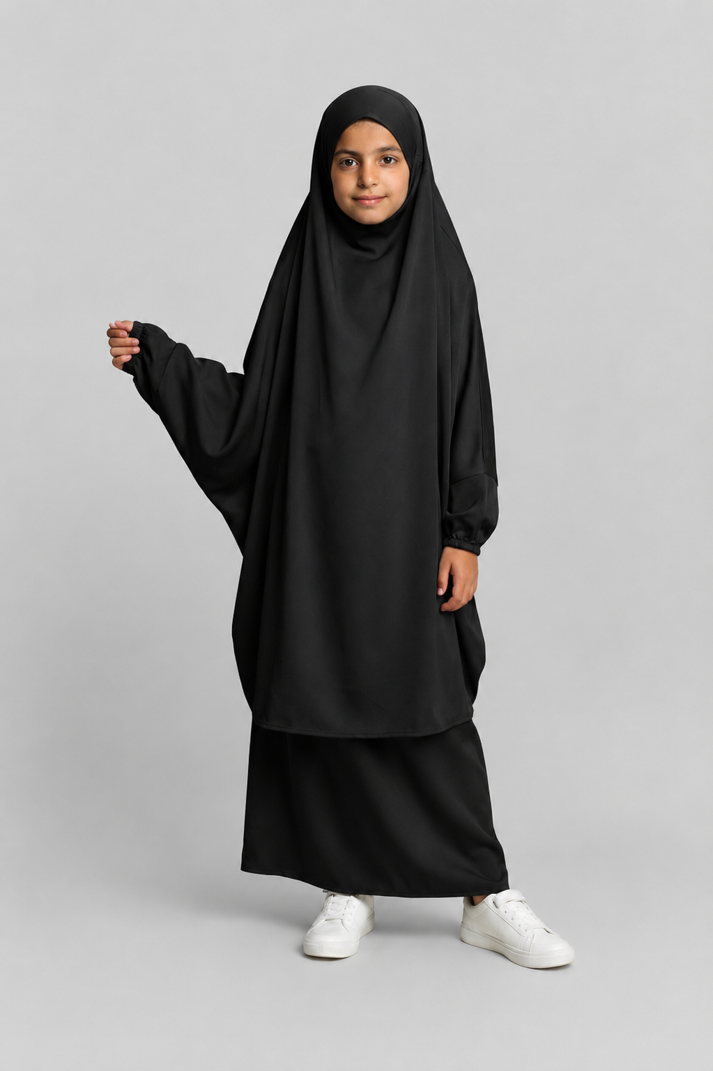 Jilbab ado noir 2 pieces jupe 12ans 14ans 16ans