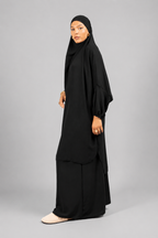 Jilbab noir en soie de medine 2 pieces haut + jupe