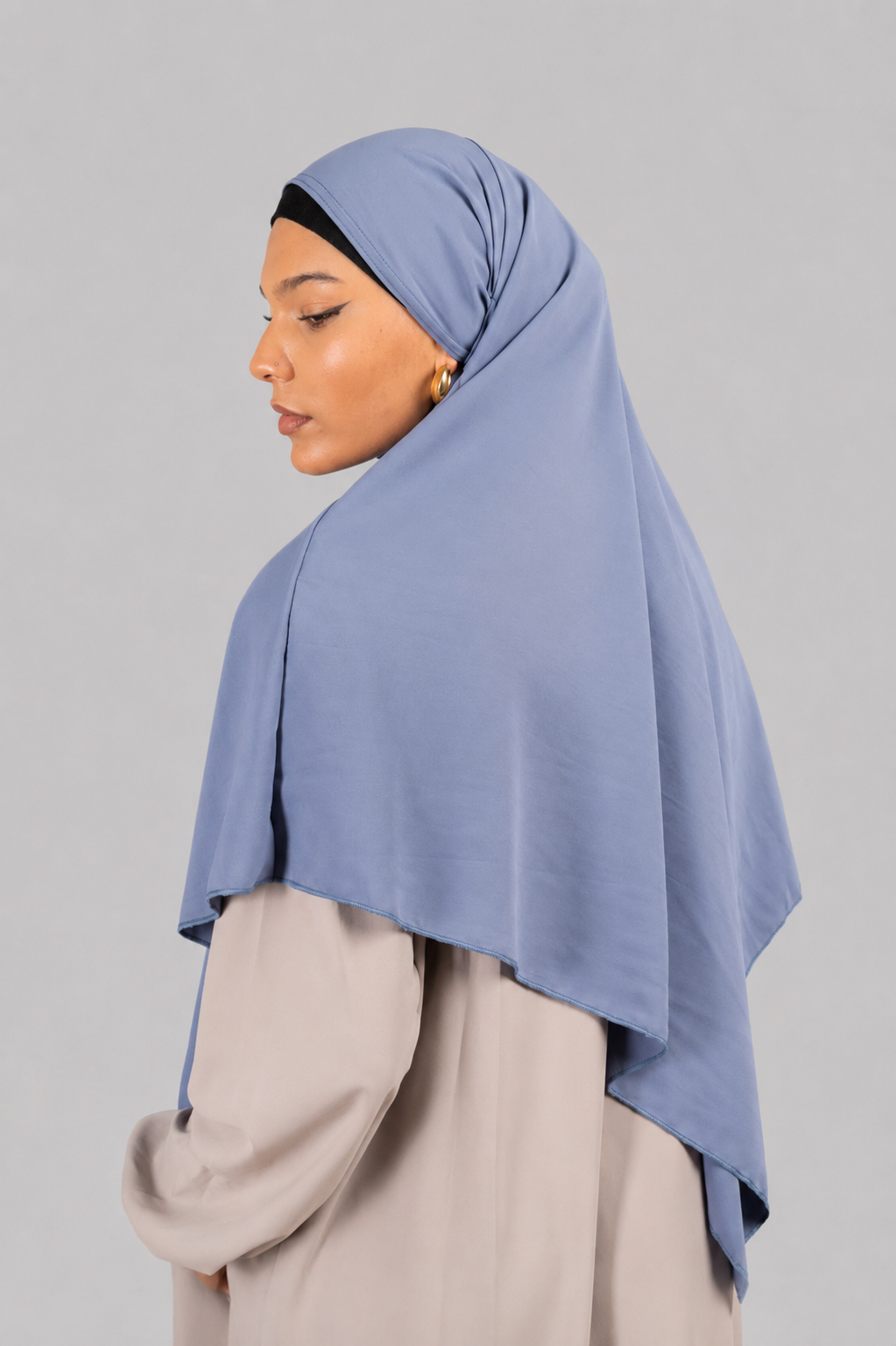 Khimar 90cm bleu jean en soie de medine