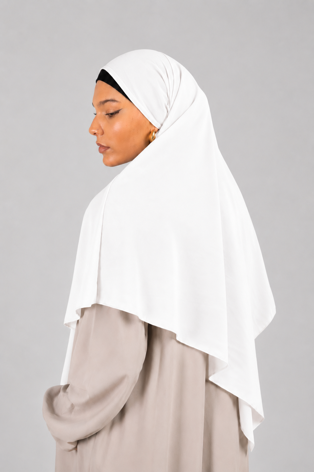Khimar blanc 90cm en soie de medine