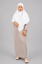 Khimar blanc 90cm en soie de medine de face
