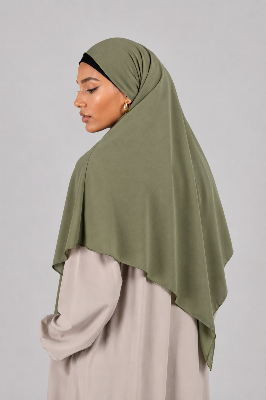Khimar kaki en soie de medine 90cm