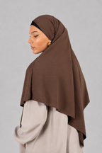 Khimar marron foncé en soie de medine 90cm