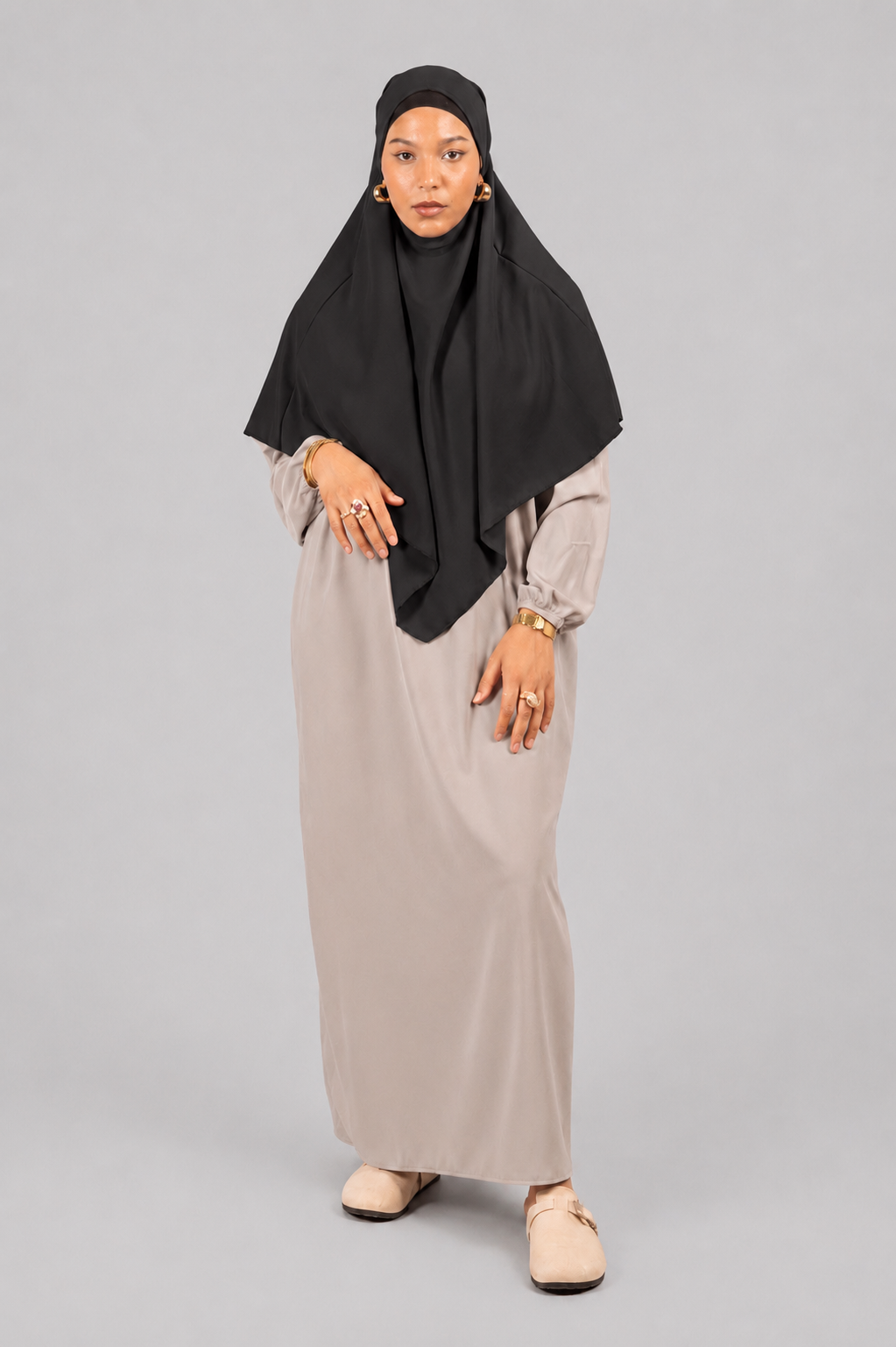 Khimar noir en soie de medine 90cm