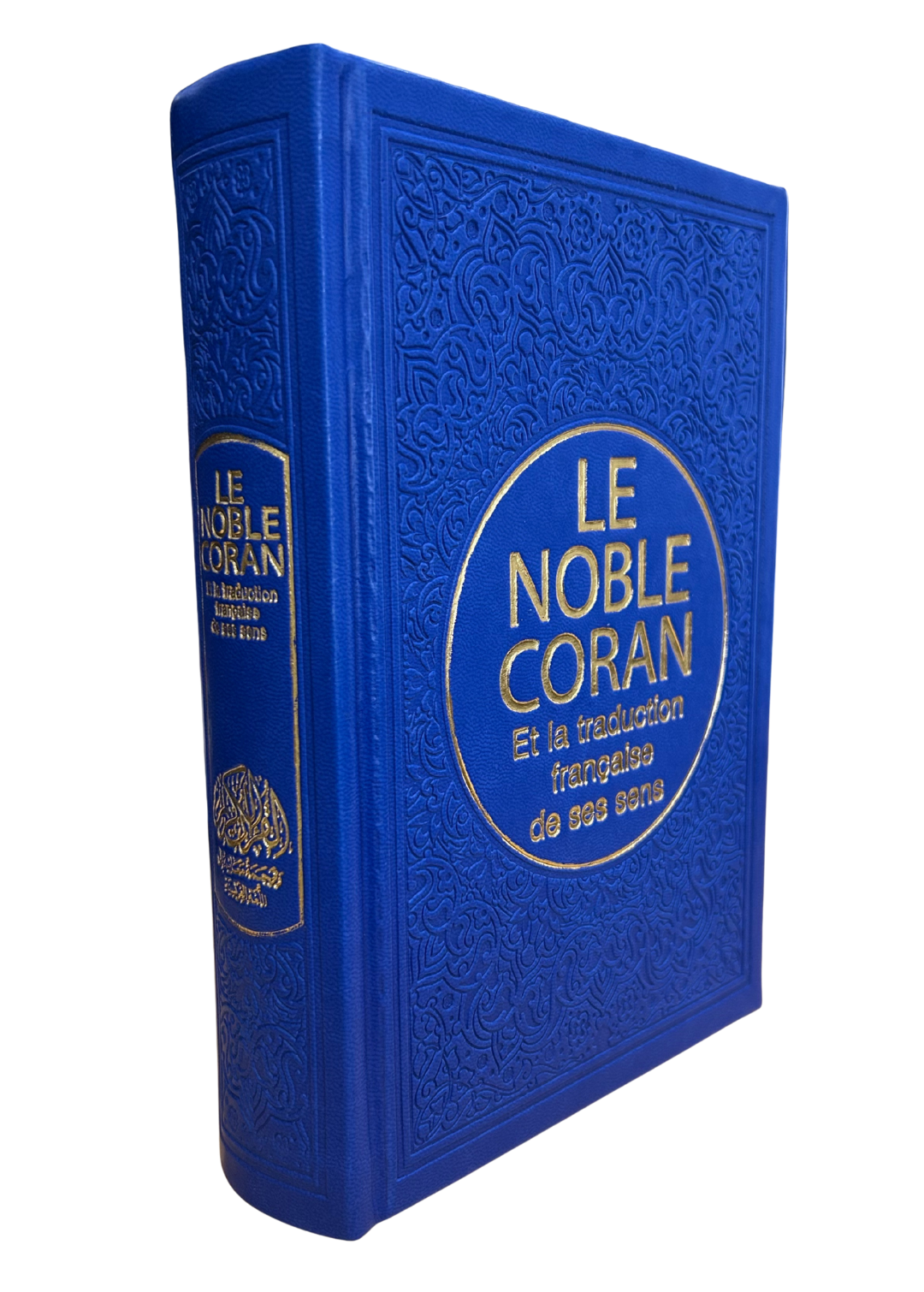 Coran bilingue arabe et français dos de couverture bleu roi 14x21cm 