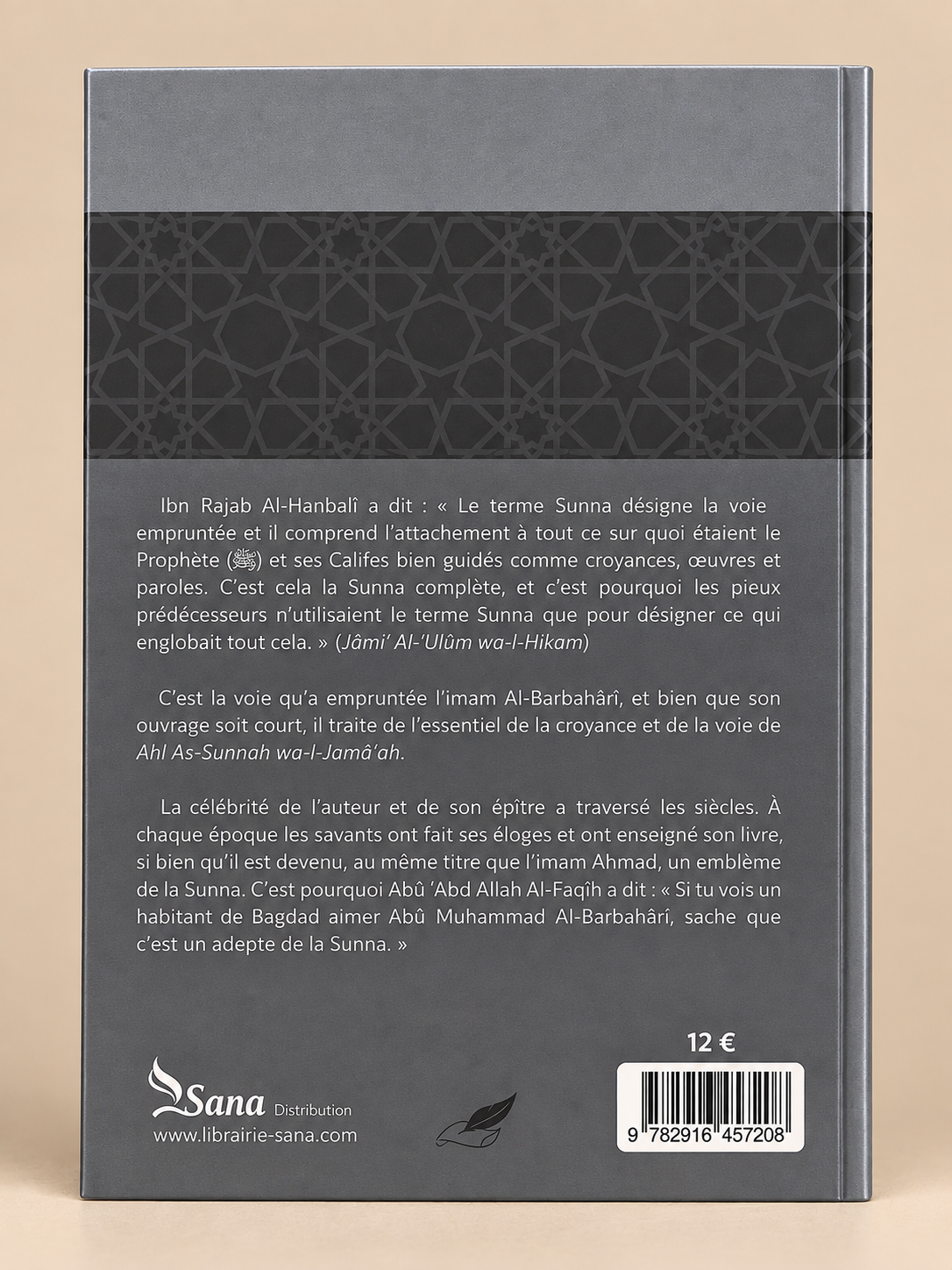 Livre L’Islam est la Sunna, la Sunna est l’Islam – Imam Al-Barbahârî - Éditions Tawbah Dos de couverture
