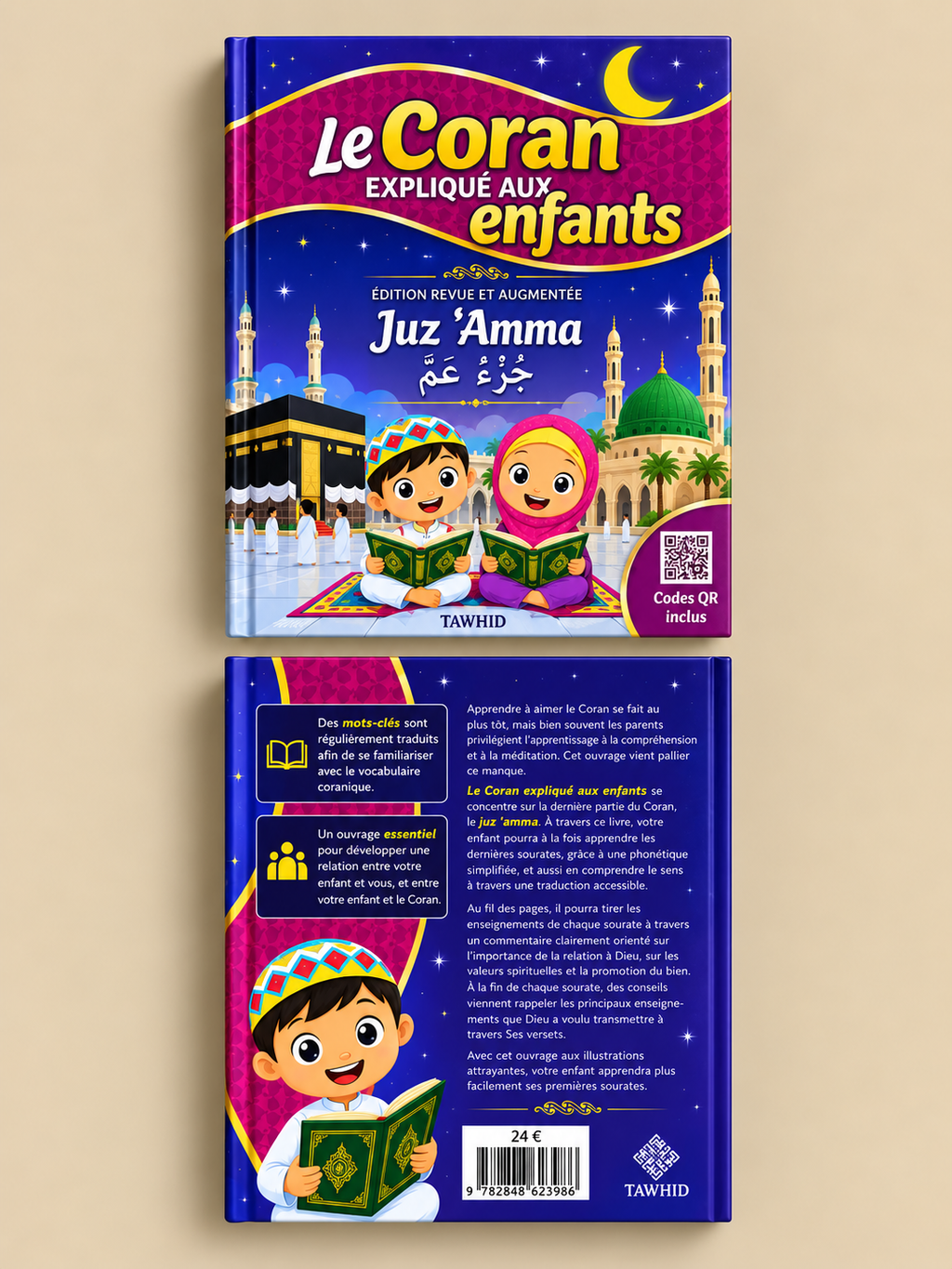 Livre Le Coran expliqué aux enfants – Juz ‘Amma | Éditions Tawhid avant et arrière du livre