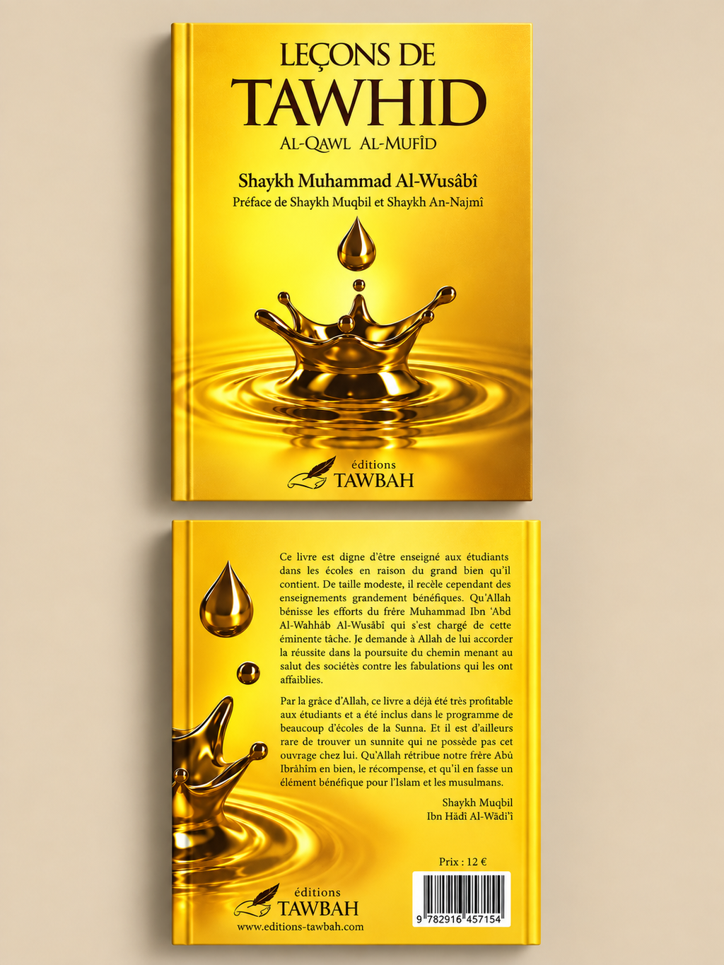 Livre Leçons de Tawhid - Al-Qawl Al-Mufîd – Éditions Tawbah | Shaykh Muhammad Al-Wusâbî avant et arrière du livre