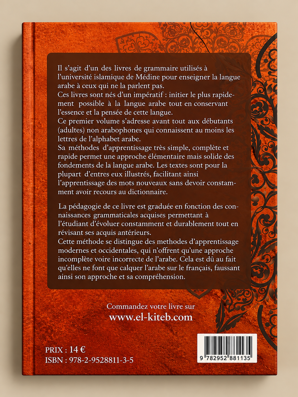 Livre Méthode d’apprentissage de la langue arabe – Tome 1 | Éditions El Kiteb Dos de couverture