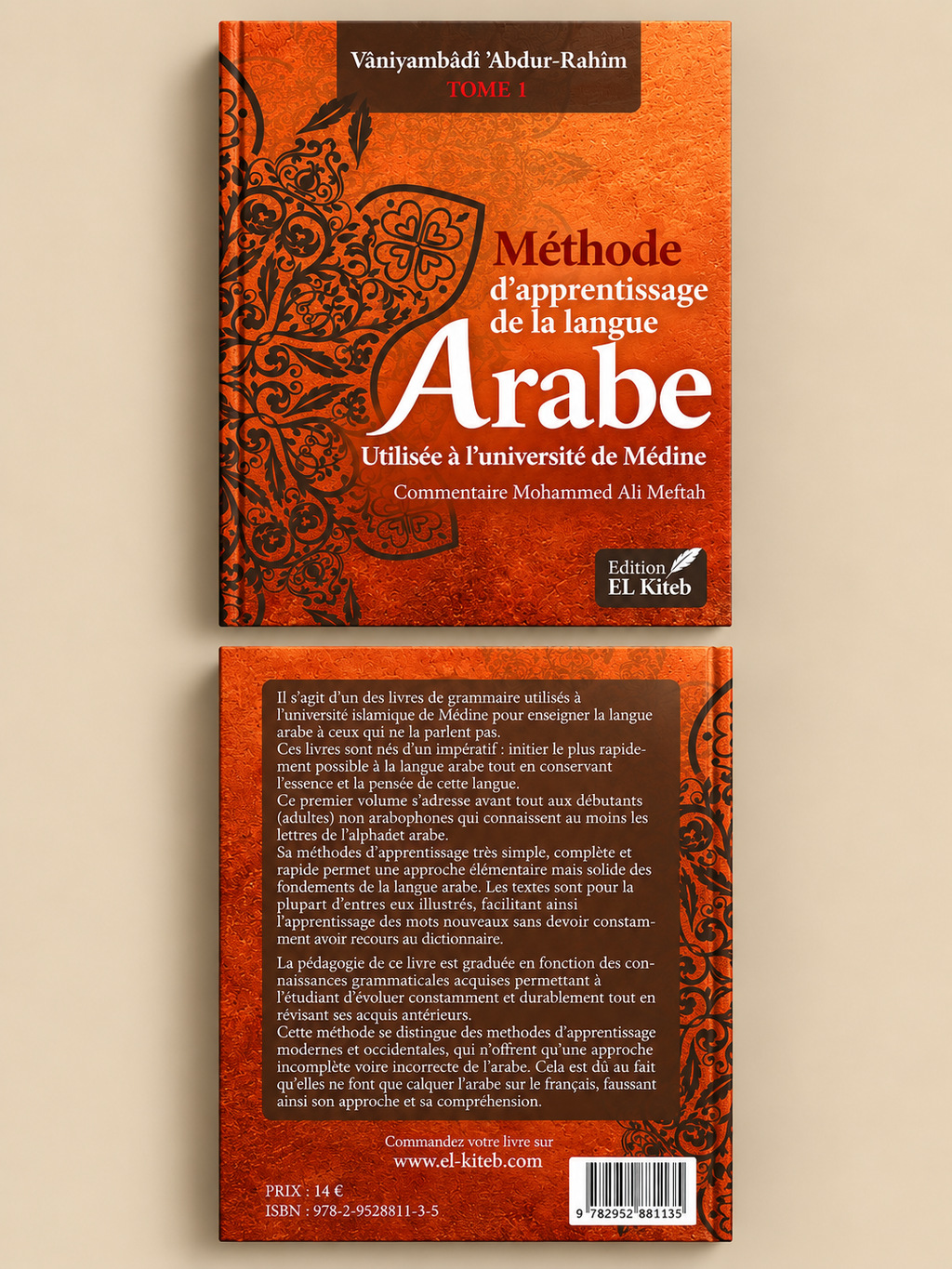 Livre Méthode d’apprentissage de la langue arabe – Tome 1 | Éditions El Kiteb avant et arrière du livre