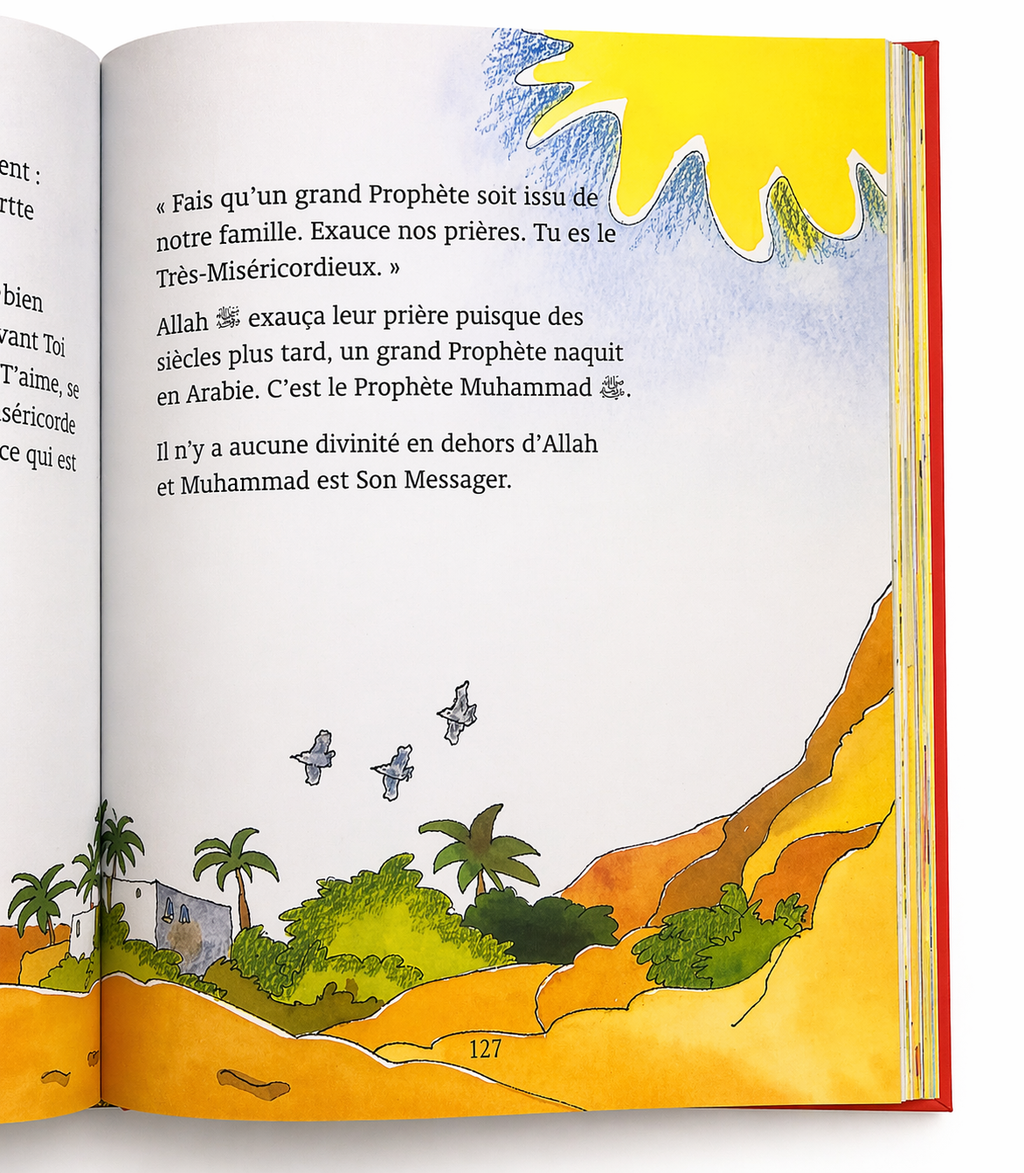 Pages illustrées du livre Mon premier Coran pour enfants, récits adaptés de la vie des prophètes