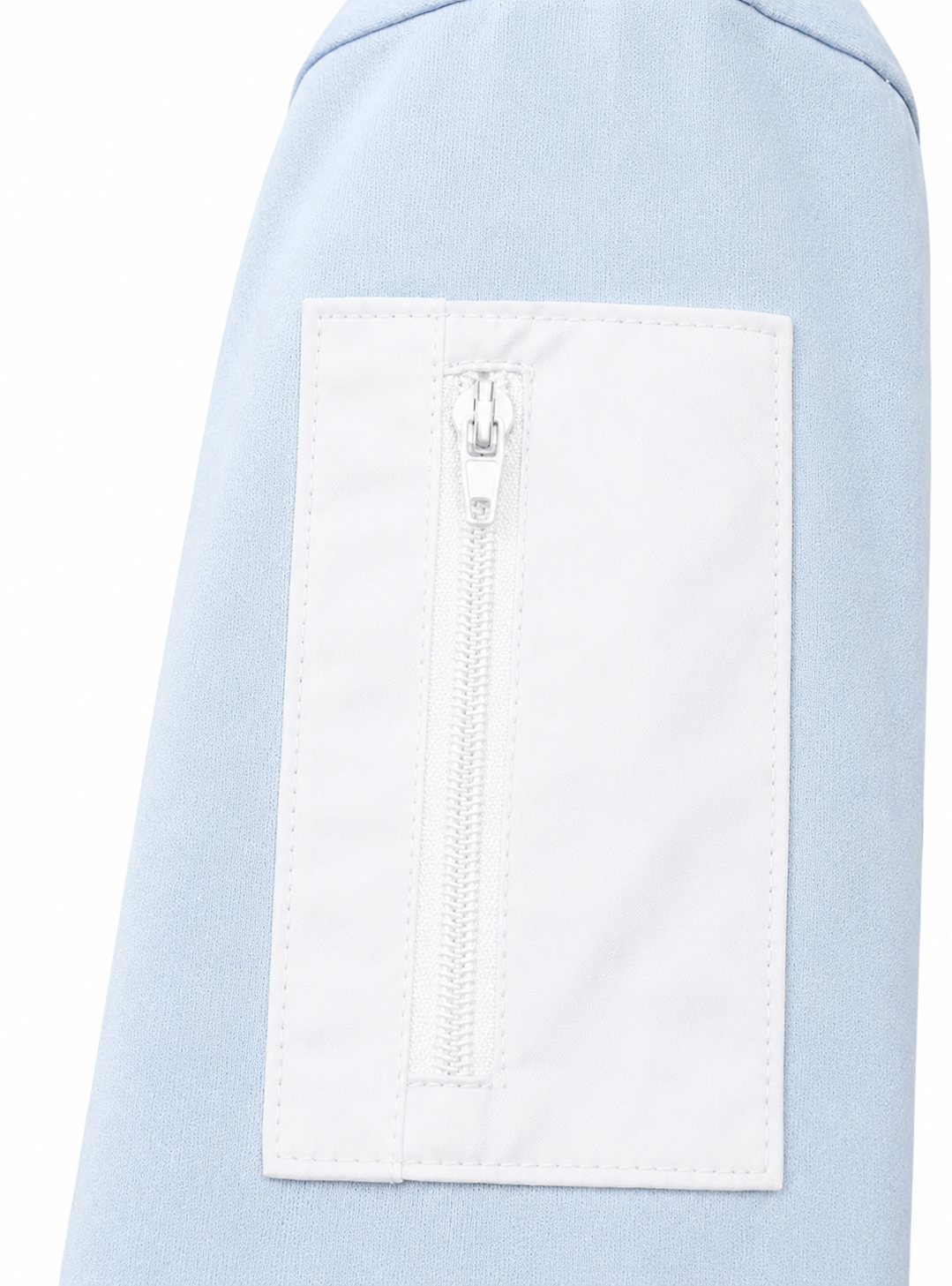 Phorto de la poche du t-shirt Original ZAYDÎN Skyline bleu ciel et blanc