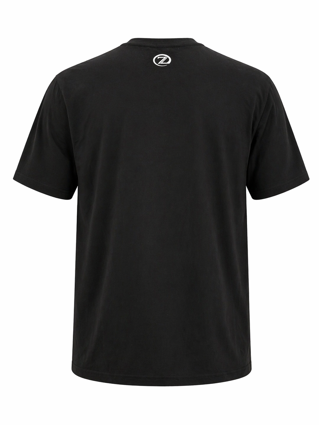 Photo de dos du t-shirt Original ZAYDÎN noir avec logo + pastille ton sur ton