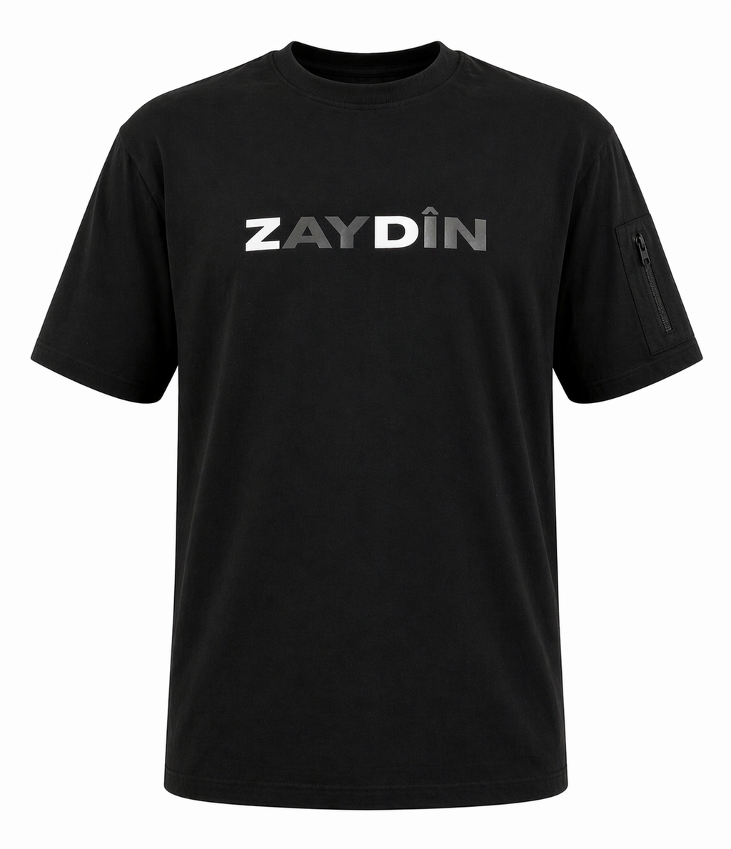 Photo du t-shirt Original ZAYDÎN noir de face 100% coton ultra confortable