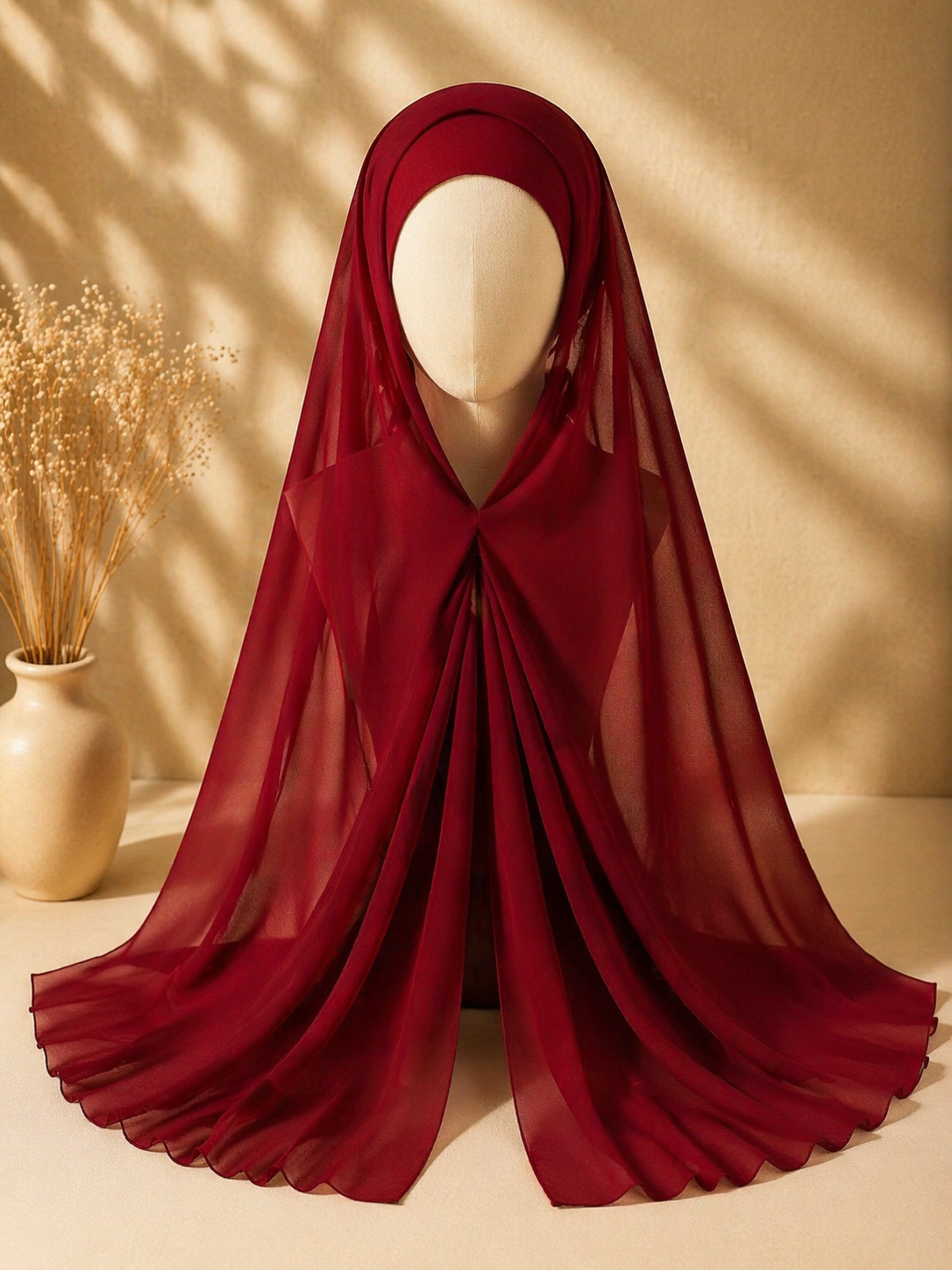 Photo foulard hijab aimanté rouge léger et facile à mettre