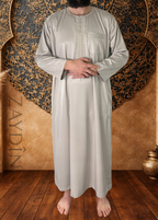 Qamis Atlas beige manches longues par ZAYDÎN élégant et confortable pour homme, idéal pour la prière quotidienne, Jumu'a et les fêtes de l'Aïd