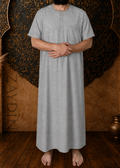 Qamis El Atlas Gris Clair Manches courtes